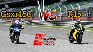 GSXR150  Tebuan Sepang Trackday Battling a Yamaha R15 [upl. by Zerline72]