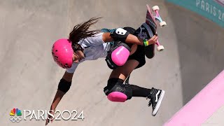 Teenage podium sweep in skateboard park final Arisa Trew 1st Cocona Hiraki 2nd Sky Brown bronze [upl. by Biggs]