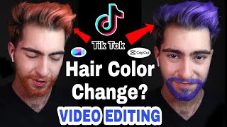 How to hair colour change in tiktok video  hair color change video editing tutorial [upl. by Ayotnahs962]