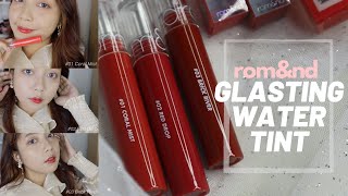 Romand 💧Glasting Water Tint💧 Coral Mist Red Drop Brick River Swatch Indonesia 롬앤 글래스팅 워터 틴트 [upl. by Selby62]