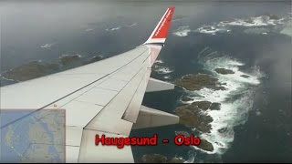 Extreme crosswind  Norwegian Boeing 737800 Haugesund  Oslo [upl. by Ahsinahs]