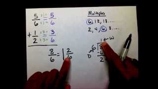 Add and Subtract Fractions Denominators Are Multiples [upl. by Tobiah]