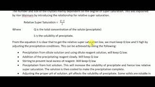 Gravimetry Particle Size and Super Saturation [upl. by Hguh]