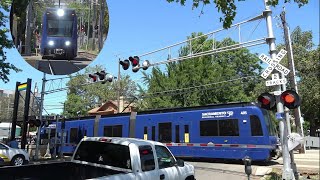 New Siemens S700 Sacramento Light Rail Test Train amp Trains  16th St Railroad Crossing Sacramento CA [upl. by Ahsienal691]