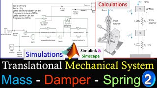 Translational Mechanical System Example 2  2D Freedom  Calculations amp SimulinkSimscape Simulation [upl. by Blackwell]