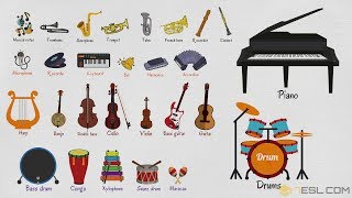 List of Musical Instruments  Learn Musical Instruments Names in English [upl. by Zigrang]