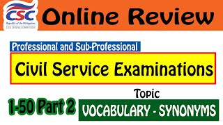 Civil Service Exam Reviewer Online 2024 Vocabulary Synonyms Part 2  CSE Vocabulary Synonyms Part2 [upl. by Ephrem250]