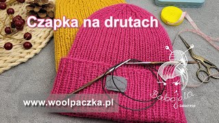 Łatwa czapka na drutach Jak zrobić czapkę na drutach ściegiem ściągaczowym [upl. by Zorina915]