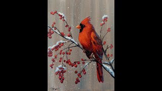 Painting a Cardinal In Acrylics [upl. by Wun879]