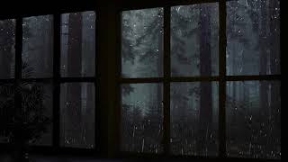 Rain On Window with Thunder Sounds  Rain in Forest at Night  10 Hours [upl. by Salisbarry]