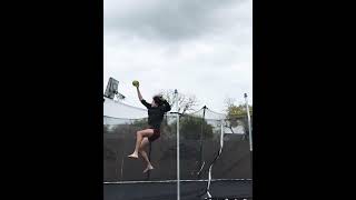 Backflip 12 dunk trampoline minihoop outdoors minibasketball [upl. by Sineray]