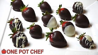 Easy Chocolate Dipped Strawberries  One Pot Chef [upl. by Naujet]