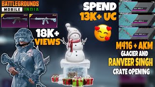 M416 AND AKM GLACIER CRATE OPENING IN BGMI WINTER CRATE OPENING BGMI RANVEER SINGH CRATE OPENING [upl. by Nuris]