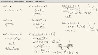 Kurs  matura 2025  równania i nierówności [upl. by Llemor]