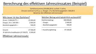 Der effektive Jahreszinssatz Erklärung Disagio Formel Berechnung [upl. by Reivilo891]