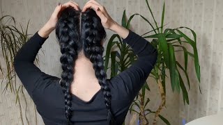 ASMR Hair Styling  Braids  Hair Brushing  No Talking [upl. by Porush]