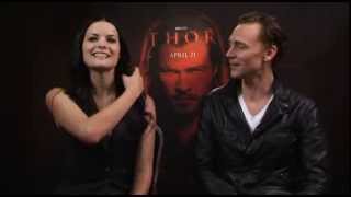 Jaimie Alexander And Tom Hiddleston Talk Thor [upl. by Jacquenette508]