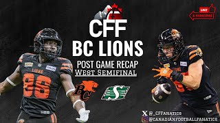 BC Lions season comes to an end after 2819 loss to Saskatchewan in West Semifinal [upl. by Kazue]