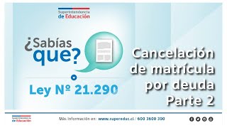 Cancelación de Matrícula por Deuda  Ley N°21290 P 02 [upl. by Johppa]