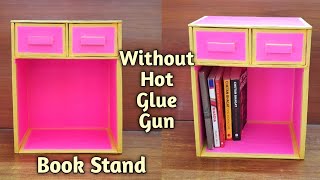 DIY Cardboard Bookshelf without Hot Glue gun Cardboard Book Stand Cardboard Craft [upl. by Omero485]