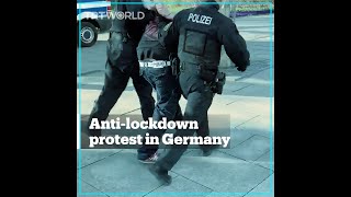 Several arrested at antilockdown protest in Chemnitz Germany [upl. by Rekrap706]