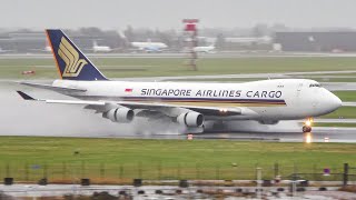 4K Singapore Airlines cargo 747 Beautiful landings amp takeoffs at Amsterdam airport Schiphol [upl. by On196]