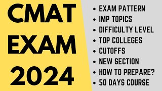 CMAT exam 2024 Exam pattern Important topics top colleges Score Vs Percentile How to prepare [upl. by Courtund]