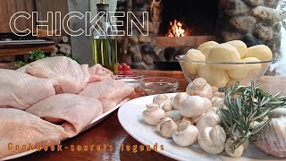 Easy OvenBaked Chicken Thighs with Potatoes and Mushrooms Recipe [upl. by Eissolf]