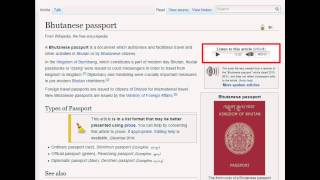 Bhutanese Passport  Wiki Audio w text [upl. by Pernas208]