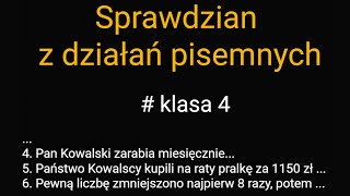 Sprawdzian z działań pisemnych klasa 4 [upl. by Alford]