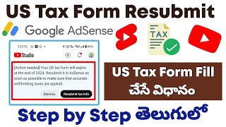 Your US Tax Form will Expire  How to fill US Tax Form in Google Adsense 2024 [upl. by Yrotciv222]