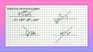 OBLICZANIE MIAR KĄTÓW kąty przyległe i wierzchołkowe 1 dla klasy piątej [upl. by Angadresma]