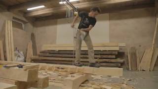 French carpenter Mourad Manesse hewing axe skills [upl. by Enytnoel170]