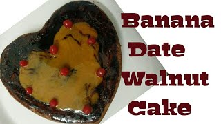 Banana Date Walnut cake  Dry Fruit Cake  Whole wheat Eggless Cake with Honey glaze [upl. by Nevil]