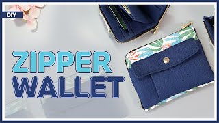 DIY ZIPPED CURVED WALLET Lshaped round zip wallet  지퍼 반지갑 만들기 sewing  tutorial Tendersmile [upl. by Larochelle932]