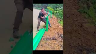 Fast installation process of highway bend guardrail construction craftsman shorts [upl. by Joab]