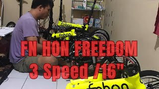 REVIEW PRODUK IMPORT CHINA SEPEDA LIPAT FOLDING BIKE 1402 FNHON FREEDOM 16quot 3 SPEED DI PEKANBARU [upl. by Kcirb]