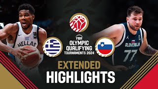 SemiFinals Greece 🇬🇷 vs Slovenia 🇸🇮  Extended Highlights  FIBA OQT 2024 Greece [upl. by Emiatej]