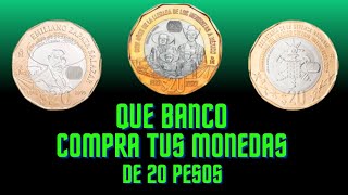 Dónde vender tus monedas de 20 pesos que banco compra tus monedas y billetes antiguos [upl. by Sorel]