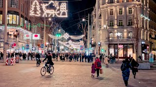 Vienna Walk Christmas Lights Mariahilfer Strasse Shopping Street December 2022  4K HDR [upl. by Akinoj]