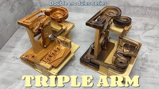 Wooden marble run with double modules TRIPLE ARM [upl. by Kosiur]