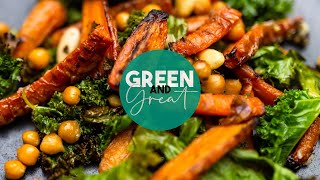 Vegan Kale Recipe Idea  Roasted With Chickpeas Carrots amp Garlic [upl. by Mosera]