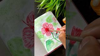 Hibiscus drawing with watercolor🌺 painting watercolor art shorts drawing [upl. by Ajay]