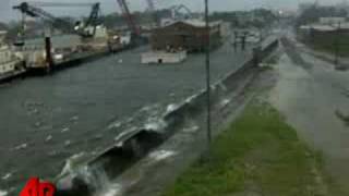 Raw Video Floodwaters Overtop New Orleans Levee [upl. by Reppiks]