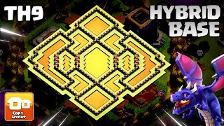 NEW BEST Town Hall 9 Hybrid Base ANTI 3 STAR Copylink  COC TH9 Base Design wPekkacils 0678 [upl. by Ecargyram]