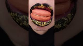 ASMR STRAWBERRY MACARON COOKIE CRUNCHING SATISFYING CLOSE UP MOUTH EATING SOUNDS MUKBANG Shorts [upl. by Liatrice]