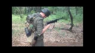 HD WWII German Soldier Firing MP40 Full Auto Shoot  WWII Reenactor Living History [upl. by Mortimer]