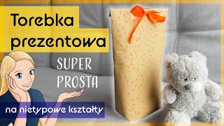 Jak zapakować prezent o NIETYPOWYM kształcie Torebka prezentowa papierowa krok po kroku [upl. by Otilopih]