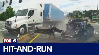 Dramatic semitruck hitandrun caught on camera  FOX 5 News [upl. by Led]