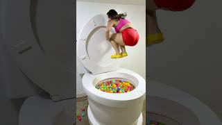 HUGE BACKWARDS Tuck JUMP into the Worlds Largest Toilet with Play Balls Pool shorts [upl. by Hentrich]